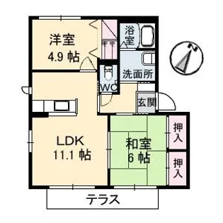 シャーメゾン朝海 B棟【1階】の間取り