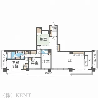 知事公館前タワーレジデンス【3階】の間取り