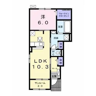 ミリューヴィラージュドゥ【1階】の間取り