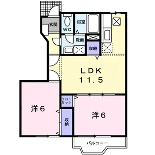 アンソレイエII【1階】の間取り