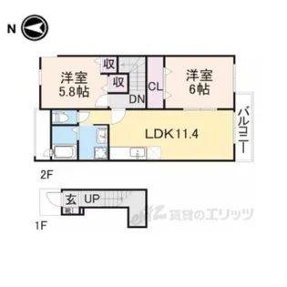 アボンデーレB【2階】の間取り