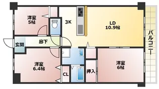 レイクイーストCITY弐番館グレイシー稲枝【9階】の間取り