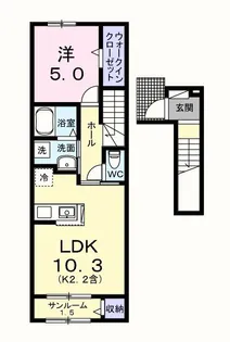 ウエスト ウイング【2階】の間取り