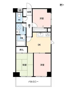 ライオンズマンション愛甲石田【2階】の間取り