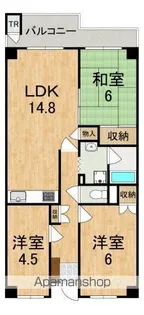 東急ドエル奈良パークビレッジ6号棟【4階】の間取り