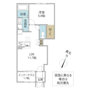 ブランシュ フルール K 1【1階】の間取り
