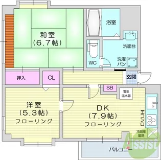 SDハイツ古城B棟【2階】の間取り