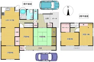 岡山県浅口市鴨方町益坂【一戸建】の間取り