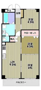 狭山ハウス1号棟【3階】の間取り