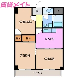 タウンヒルズ岩瀬【5階】の間取り