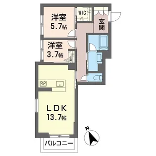 ザ グランド 自治医大【2階】の間取り