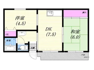ハイツ室川1【2階】の間取り