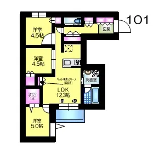 メゾンクレール谷在家【1階】の間取り
