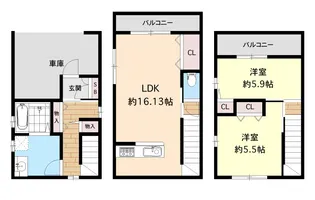 大阪府大阪市住吉区住吉1【一戸建】の間取り