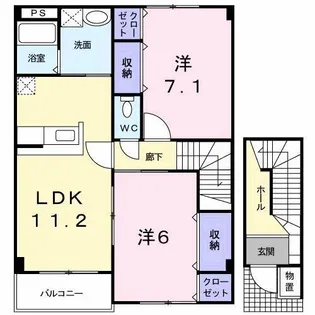 ベルフラワー鳥越【2階】の間取り