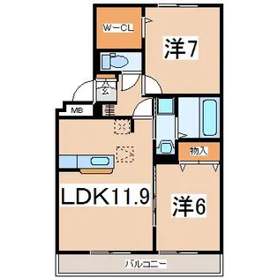 ヴィボヌール町西【1階】の間取り