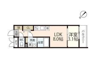 S-MOVE庚午北【4階】の間取り