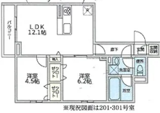 ブラウネスハイム南馬込【1階】の間取り