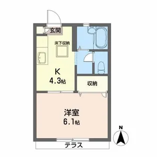 メゾンせきれい【1階】の間取り