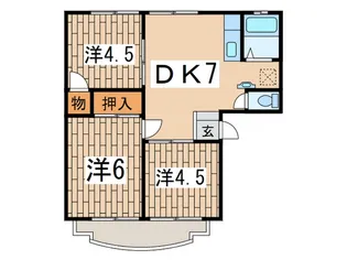 ロイヤルマンションカサハラA棟【1階】の間取り