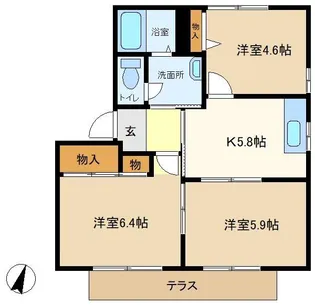 カーサボニータB【1階】の間取り