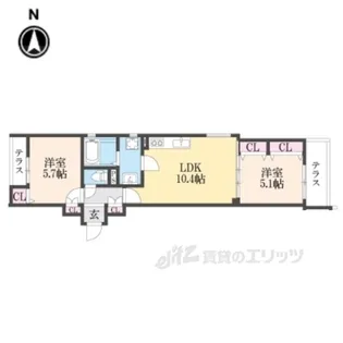 クリエオーレ私市山手【1階】の間取り