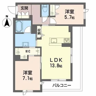 シャーメゾン 二口 パナ XI【2階】の間取り
