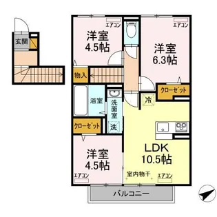 Grand Rise Tsukuba E棟【2階】の間取り
