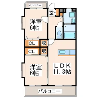 レオグランド山ノ神【2階】の間取り