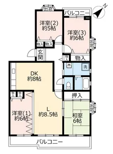 UR平城左京【4階】の間取り