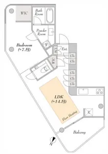 ルミークスイート麻布十番【7階】の間取り