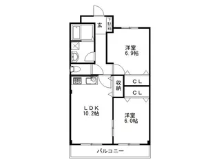 クレージュあさひの間取り