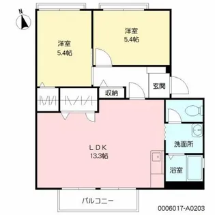 2LDKの間取り画像