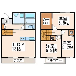 熊本県合志市須屋【一戸建】の間取り
