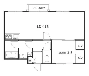 1LDKの間取り画像