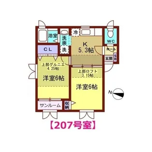 カナディアンビレッジKUNORIII【2階】の間取り