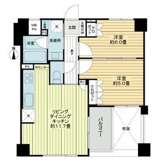 ライオンズ京都四条烏丸レジデンス【6階】の間取り