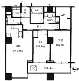 高輪ザ・レジデンス【27階】の間取り