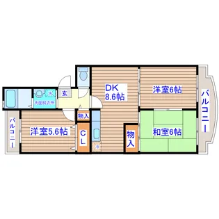 ミリリアント遠見塚【3階】の間取り