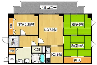 グリーンスクエアシバ【6階】の間取り