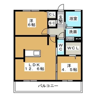 リヴェール中御所 B【1階】の間取り
