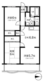 第七西砂川ハイツA棟【3階】の間取り