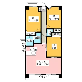 プロシード新瑞橋【6階】の間取り