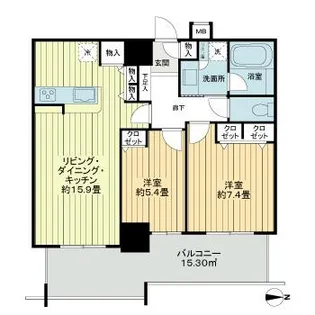 リュークスタワー ザ・ウエスト【16階】の間取り