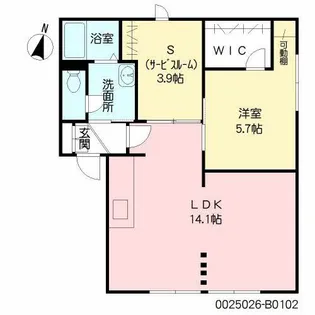 エントピア若葉 B棟【1階】の間取り