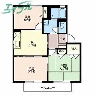 シトラスの風 B【2階】の間取り