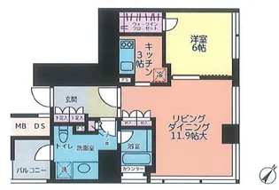 マジェスタワー六本木【6階】の間取り