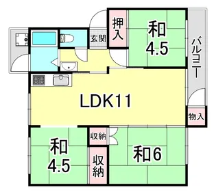 狩口台住宅22号棟【3階】の間取り