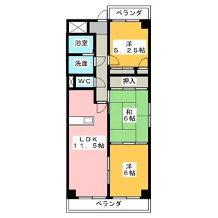 アーバンコア九ノ城【2階】の間取り