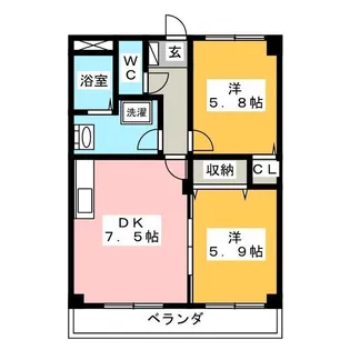 セントラルハイツ野瀬 WEST【2階】の間取り